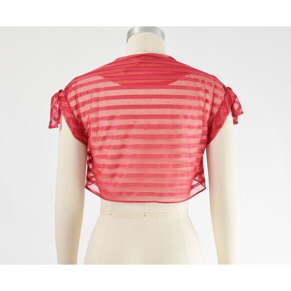 Vintage 70s Crimson Red Empire Waist Spaghetti Strap Maxi Dress Bolero Jacket XS - Picture 9 of 9